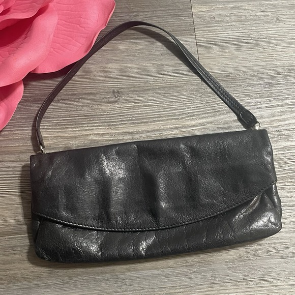 TANO Black Convertible Fold Over Clutch Wristlet Shoulder Bag - Picture 1 of 14